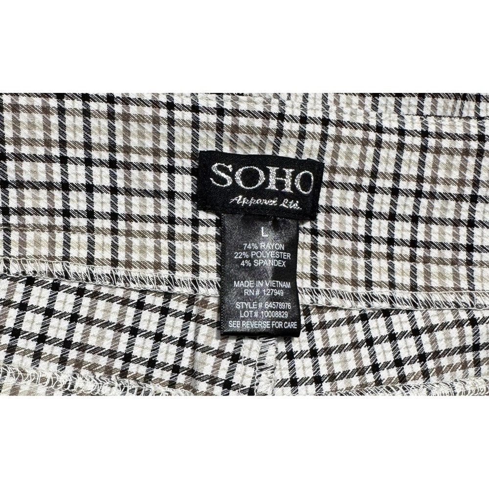 Soho Apparel Ltd Womens Plaid Pants Large NWT Career Dress Slacks Stretch Ankle - Picture 4 of 5